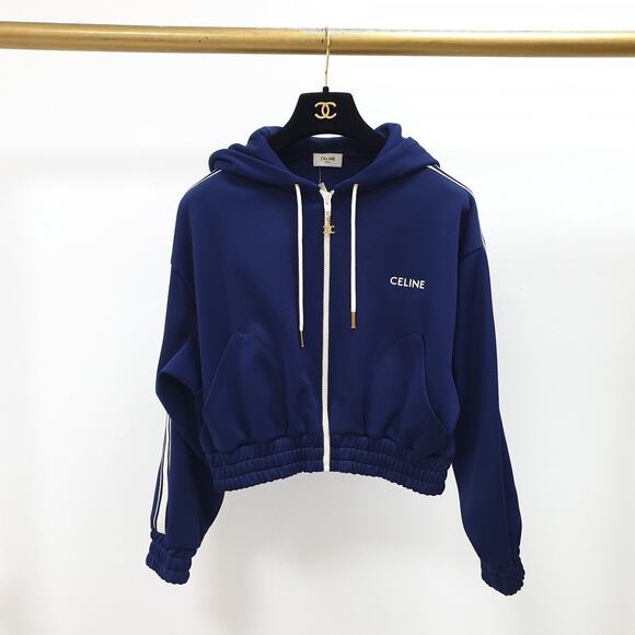 Celine Blue Triomphe Logo Bomber Jacket - Size XS - Picture 1 of 7